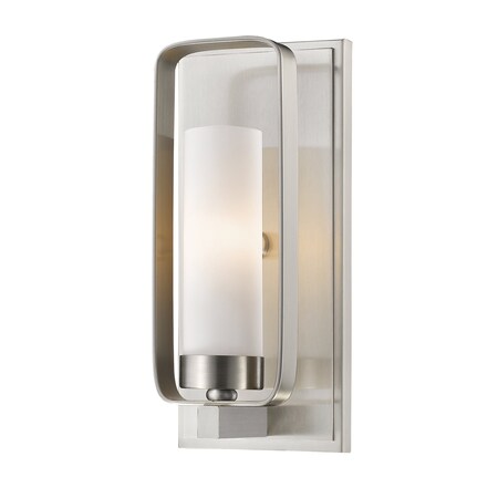 Z-Lite Aideen 1 Light Wall Sconce, Brushed Nickel & Matte Opal 6000-1S-BN